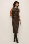 Oasis Faux Leather Ruched Midi Dress thumbnail 2