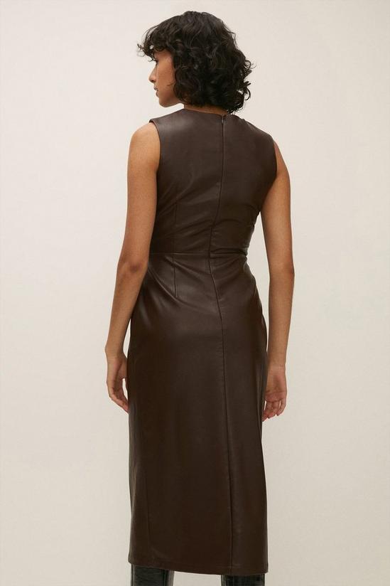 Oasis Faux Leather Ruched Midi Dress 3