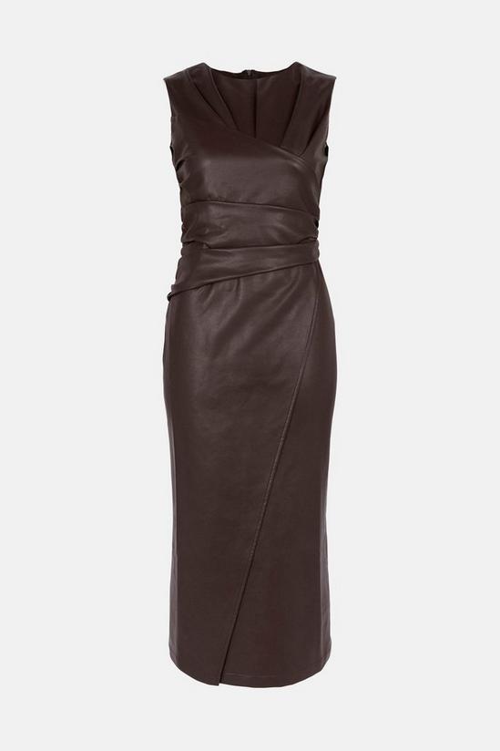 Oasis Faux Leather Ruched Midi Dress 4