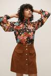 Oasis 70's Floral Shirred Neck Blouse thumbnail 1