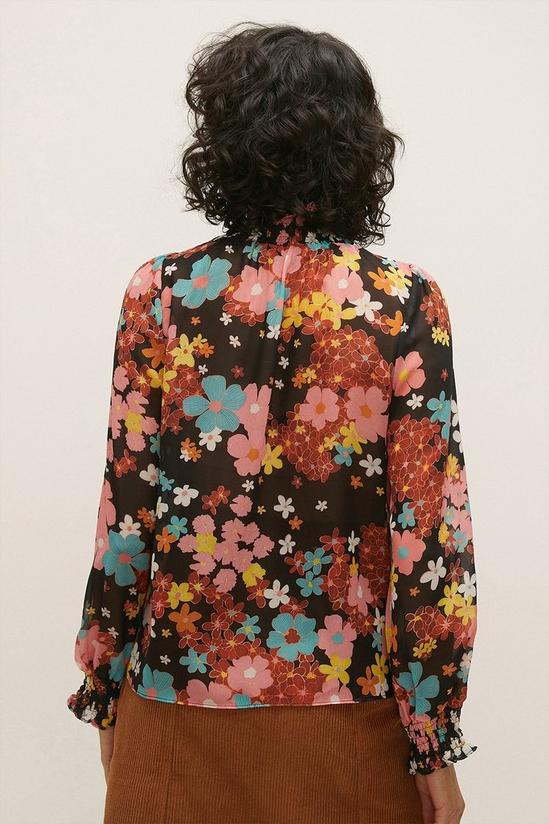 Oasis 70's Floral Shirred Neck Blouse 3