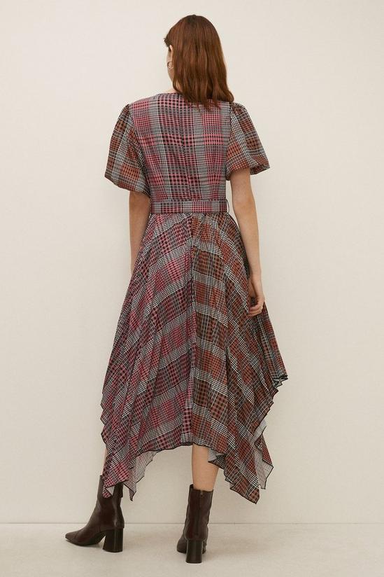 Oasis Mixed Check Pleat Hanky Hem Belted Dress 3
