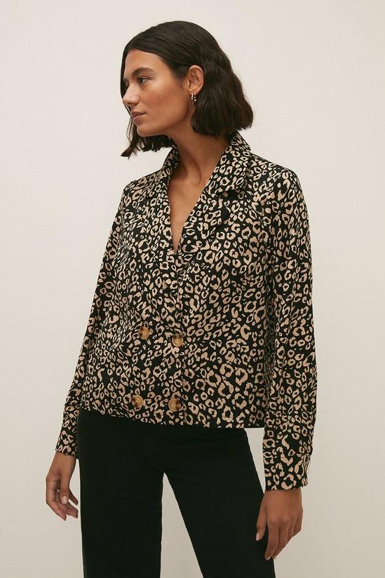 Oasis Mono Animal Printed Double Breasted Shirt 1