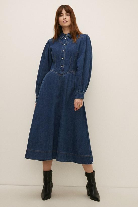 Oasis Denim Full Skirted Midi Dress 2