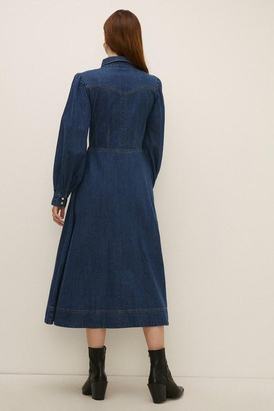 Oasis Denim Full Skirted Midi Dress 3