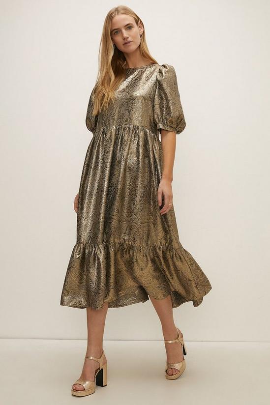 Oasis Rachel Stevens Metallic Jacquard Midi Dress 2