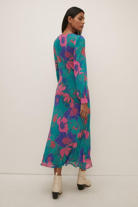 Oasis Floral Mesh Cuffed Midi Dress 3