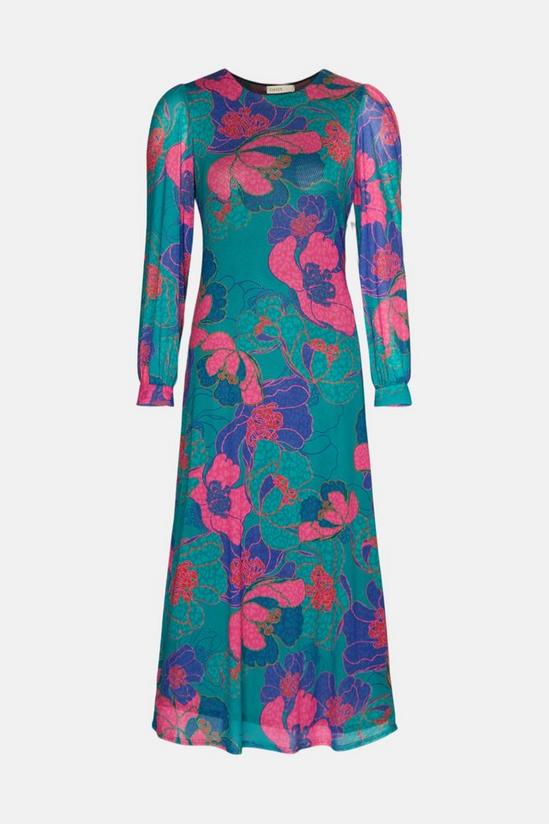 Oasis Floral Mesh Cuffed Midi Dress 4