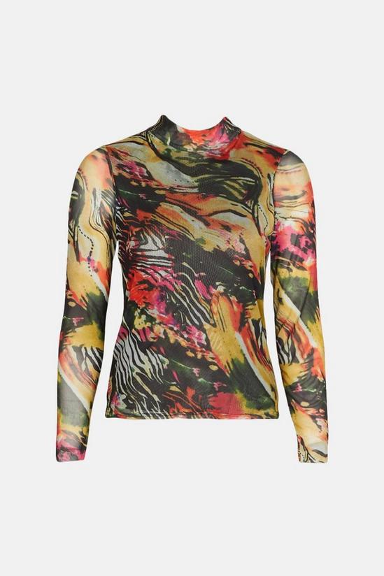 Oasis Abstract Animal Mesh Funnel Neck Top 4