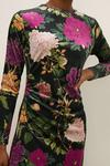 Oasis RHS Velvet Floral Ruched Keyhole Midi Dress thumbnail 3