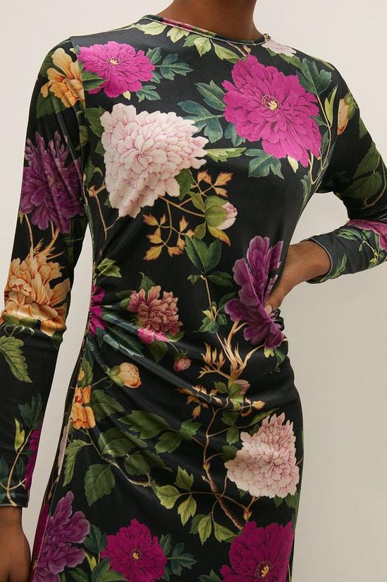 Oasis RHS Velvet Floral Ruched Keyhole Midi Dress 3