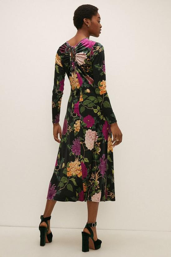 Oasis RHS Velvet Floral Ruched Keyhole Midi Dress 4