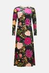 Oasis RHS Velvet Floral Ruched Keyhole Midi Dress thumbnail 5