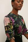 Oasis RHS Velvet Floral Print Frill Cuff T-shirt thumbnail 2