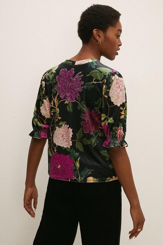 Oasis RHS Velvet Floral Print Frill Cuff T-shirt 4