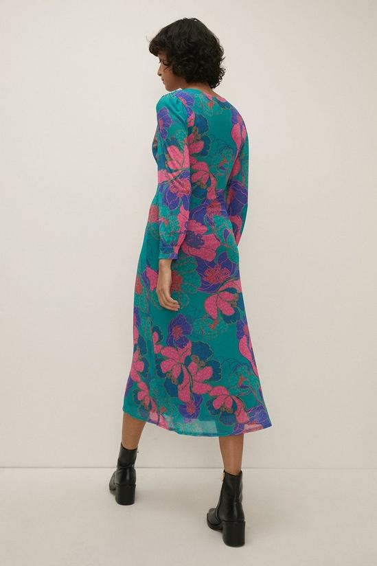 Oasis Petite Floral Mesh Cuffed Midi Dress 3