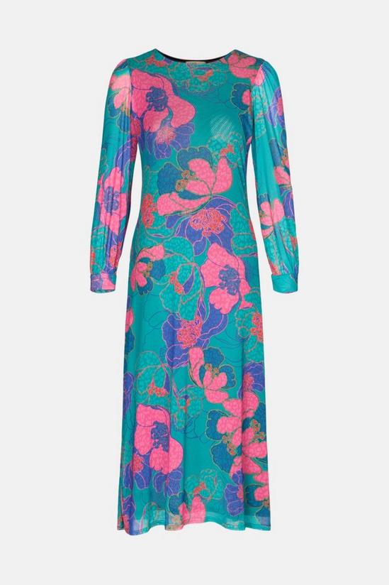 Oasis Petite Floral Mesh Cuffed Midi Dress 4