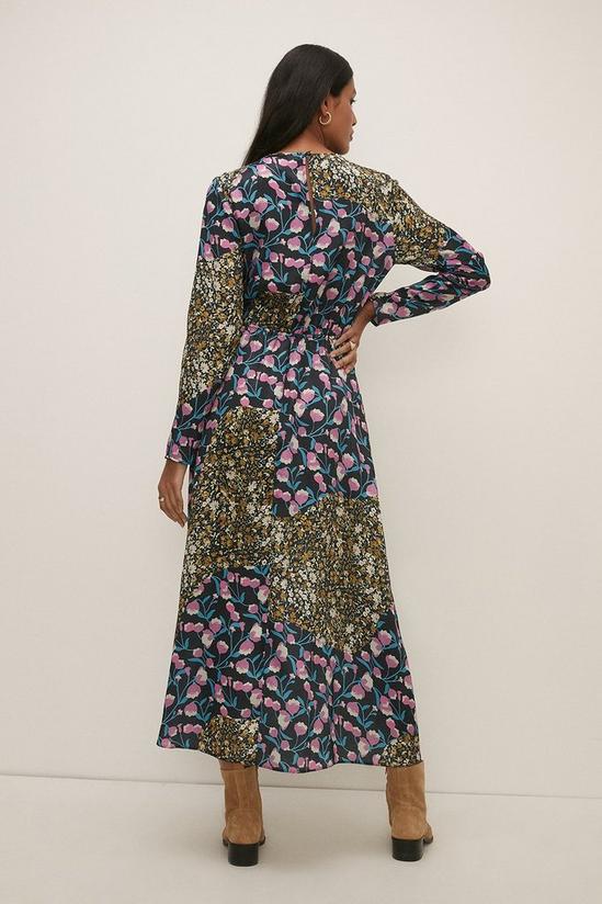 Oasis Asymmetric Floral Print Satin Midi Dress 3