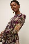Oasis RHS Metallic Berry Floral Shirred Dress thumbnail 1