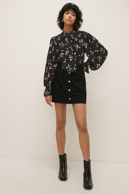 Oasis Pussybow Floral Printed Peplum Top 2