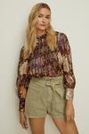 Oasis RHS Metallic Berry Floral Shirred Neck Top thumbnail 1