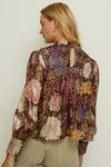 Oasis RHS Metallic Berry Floral Shirred Neck Top thumbnail 3