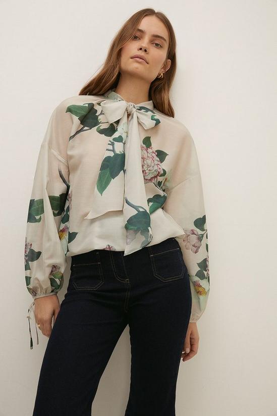 Oasis RHS Floral Print Pussybow Blouse 1
