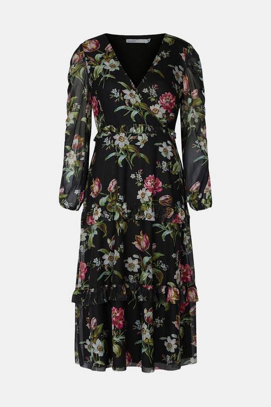 Oasis Floral Mesh Ruffle Prawn Sleeve Midi Dress 4