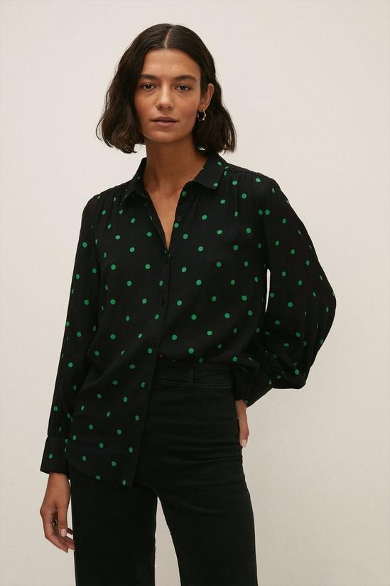 Oasis Printed Ruched Detail Long Sleeve Shirt 2