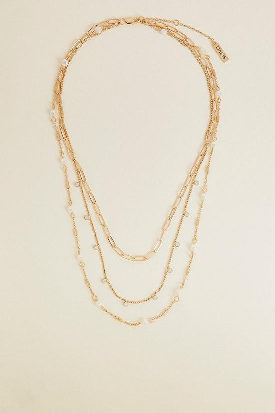 Oasis Pearl Detail Triple Layer Necklace 1