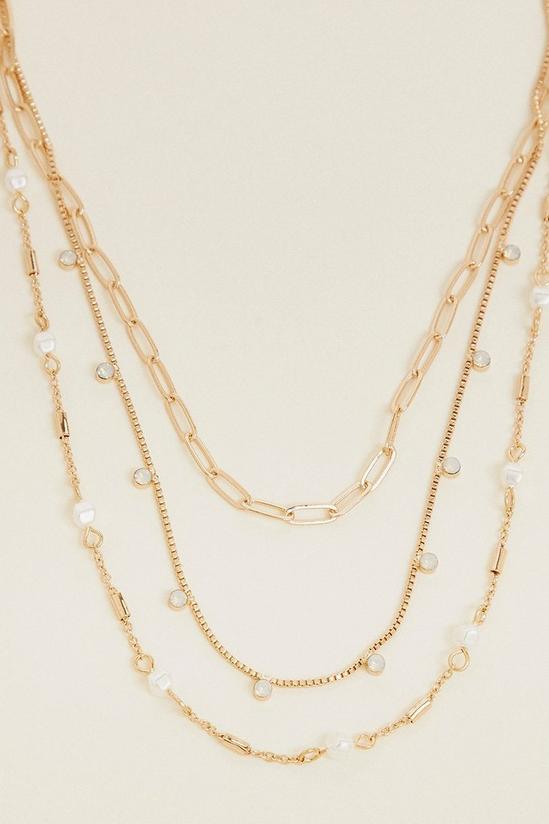 Oasis Pearl Detail Triple Layer Necklace 2