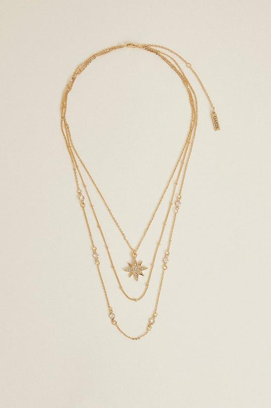 Oasis Star Charm Detail Triple Layer Necklace 1
