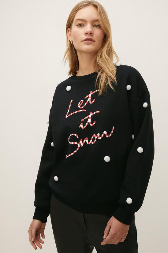 Oasis Let It Snow Pom Pom Christmas Sweatshirt 1
