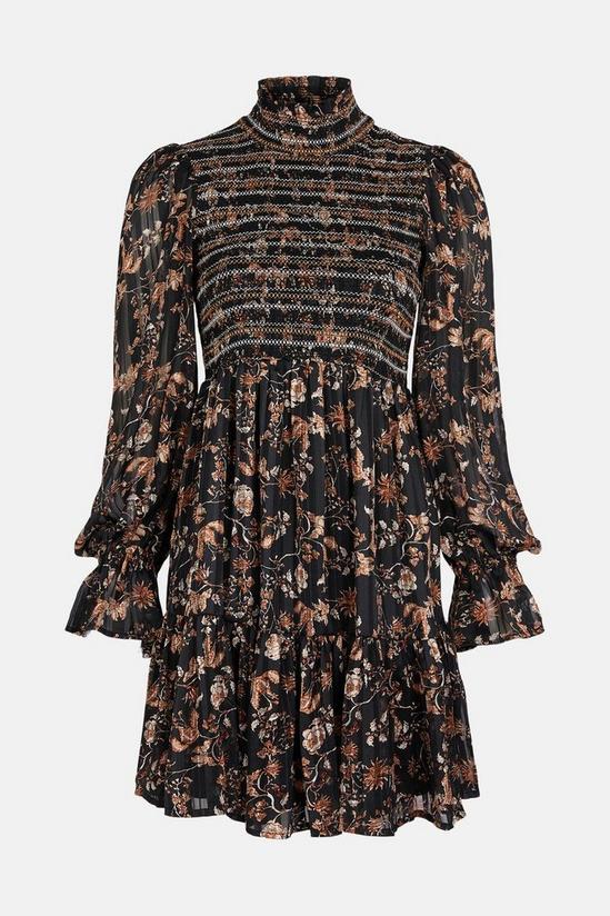 Oasis Shirred Floral Printed Flippy Dress 4
