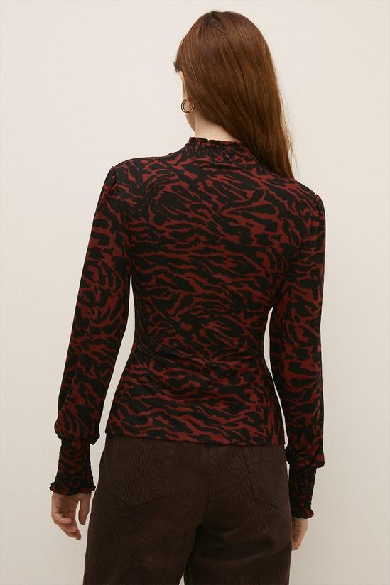 Oasis Soft Touch Animal Print Shirred Neck And Cuff Top 3