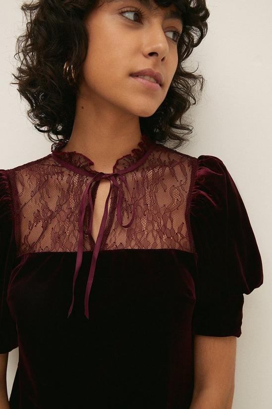 Oasis Lace Velvet Puff Sleeve Top 2
