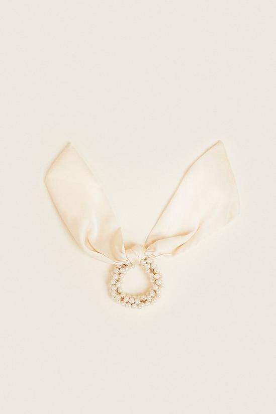 Oasis Pearl Embellished Tie Scrunchie 1