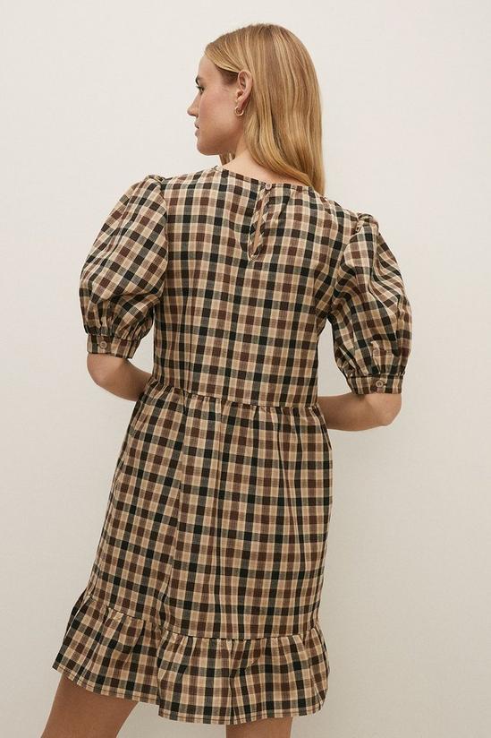 Oasis Check Puff Sleeve Skater Dress 3