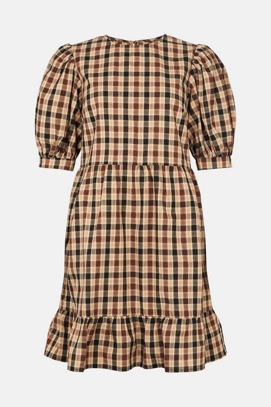 Oasis Check Puff Sleeve Skater Dress 4