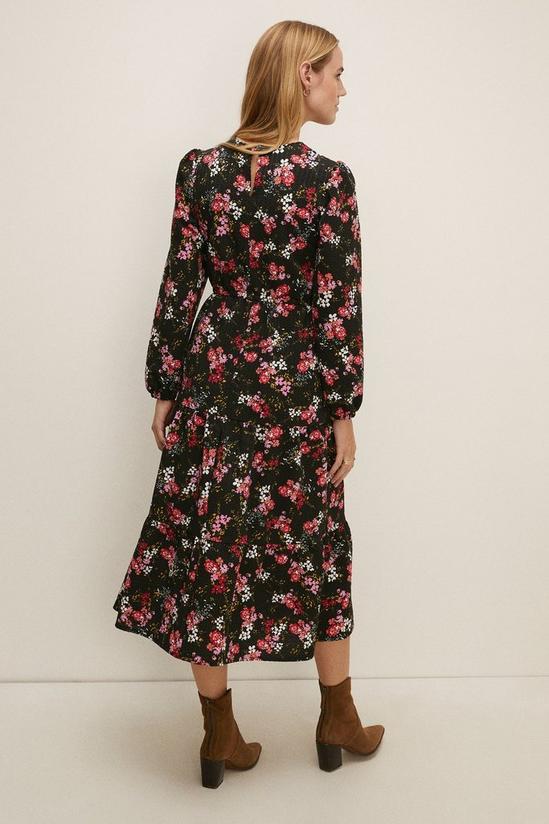 Oasis Floral Print Textured Tiered Midi Dress 3