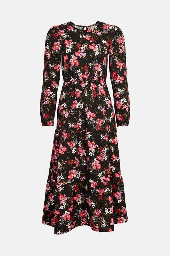 Oasis Floral Print Textured Tiered Midi Dress 4