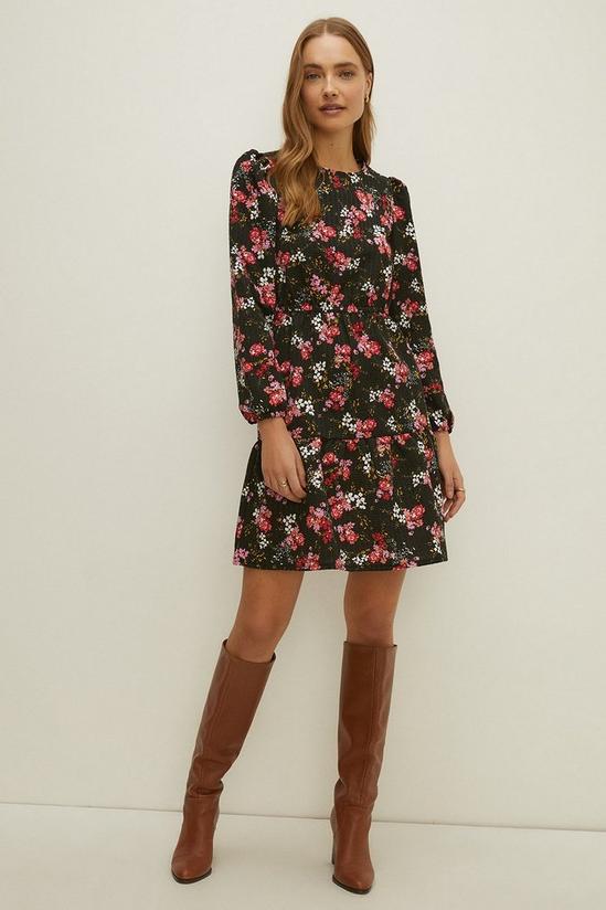 Oasis Floral Print Textured Tiered Dress 2