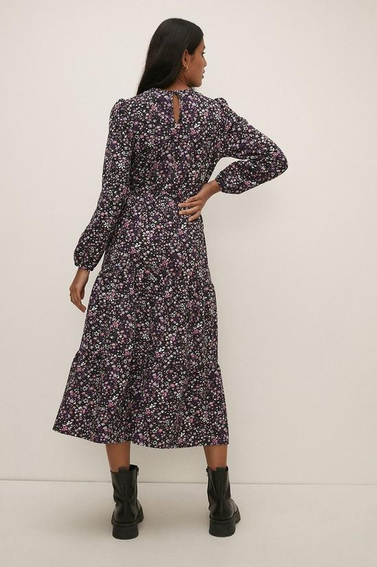 Oasis Ditsy Floral Textured Tiered Midi Dress 3