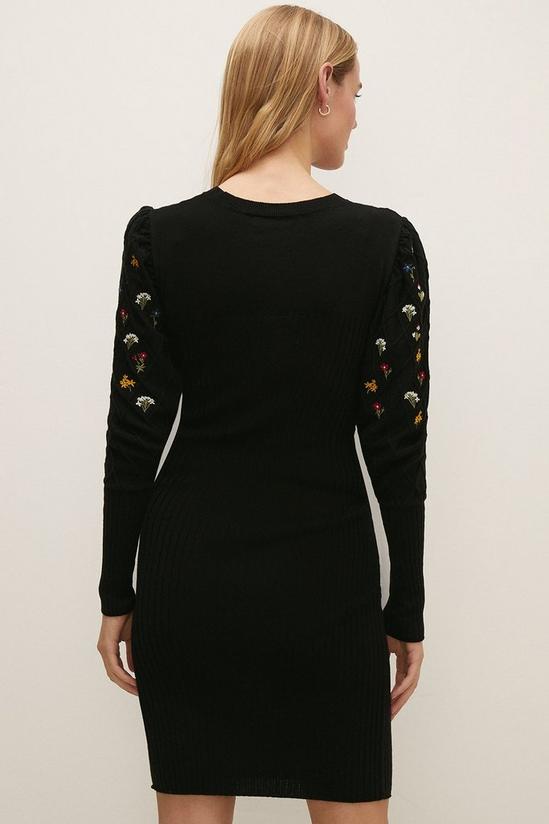 Oasis Embroidered Puff Knitted Dress 3