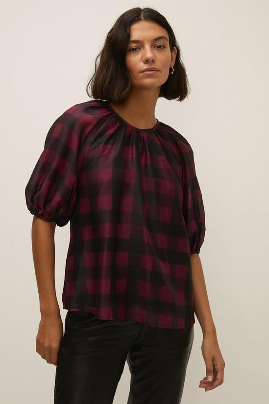 Oasis Check Puff Sleeve Top 2
