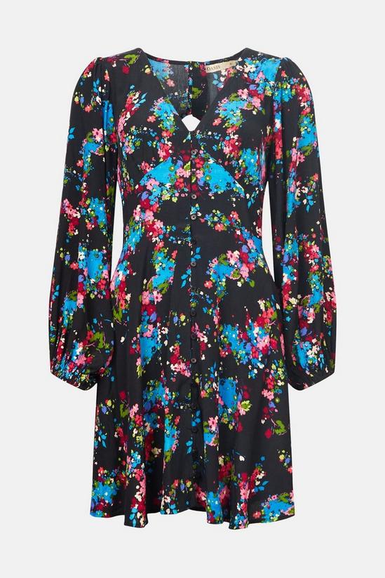 Oasis Ditsy Print Button Front Skater Dress 4