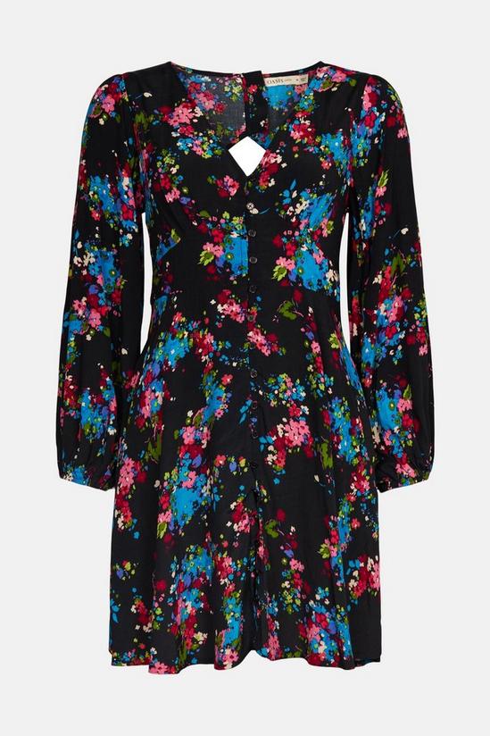 Oasis Petite Ditsy Print Button Front Skater Dress 4