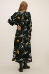 Oasis Eastern Floral Shirred Cuff Belted Midi Dress thumbnail 3