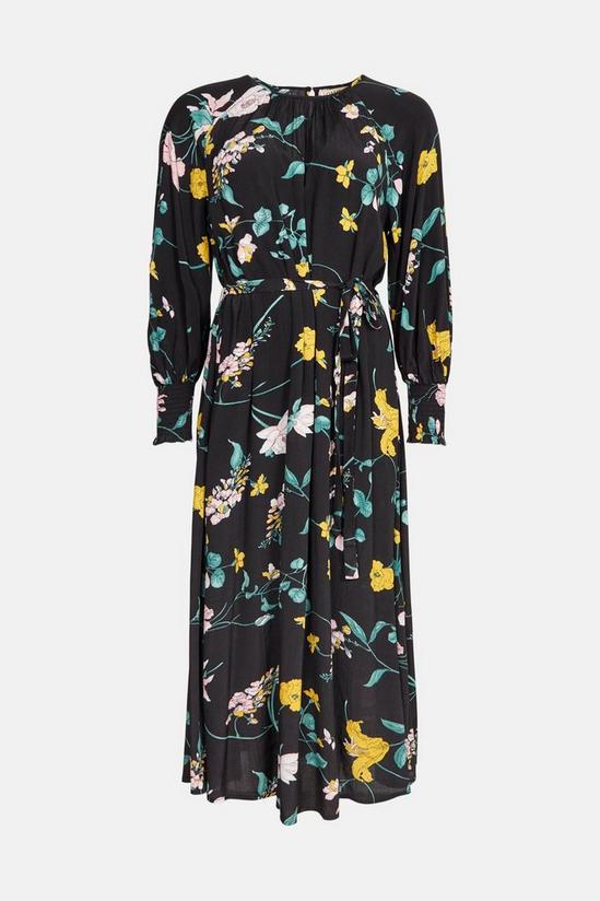 Oasis Eastern Floral Shirred Cuff Belted Midi Dress 4