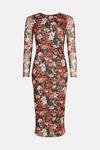 Oasis Floral Mesh Ruched Side Midi Dress thumbnail 4